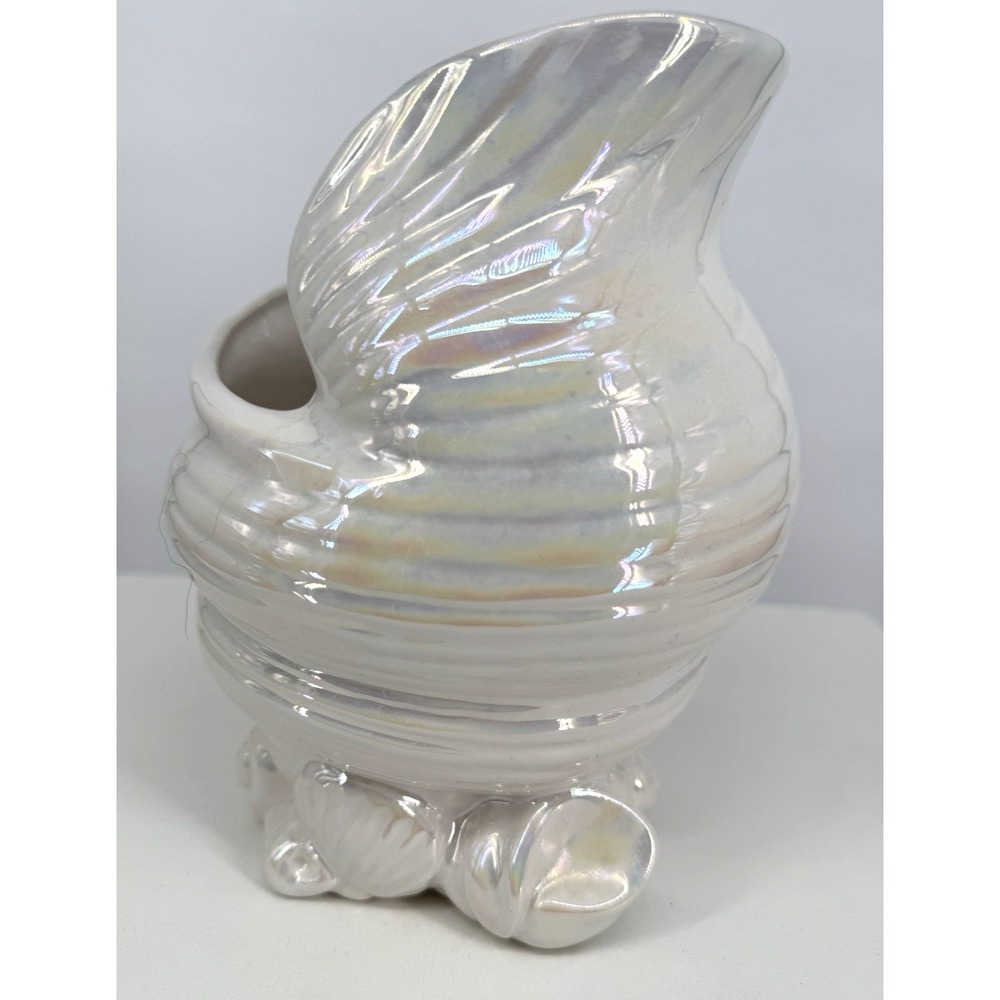 Coastal Swirl Iridescent  Vase Seashell Inspired Pearlescent‎ Decor Accent